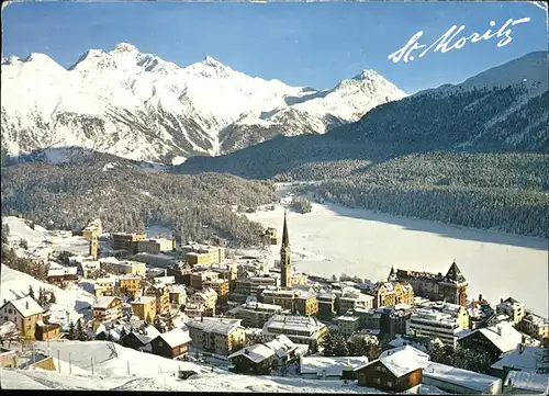 St Moritz GR mit Piz Languard und Piz Albris See Wintersportplatz Kat. St Moritz