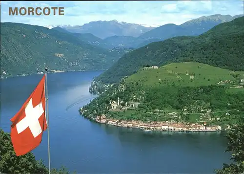 Morcote TI Panorama Schweizer Flagge / Morcote /Bz. Lugano