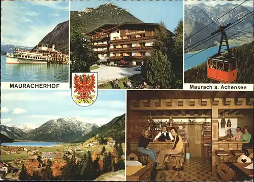 Maurach Tirol Hotel Restaurant Mauracherhof Schiff Kabinenbahn Alpenpanorama Wappen Kat. Eben am Achensee