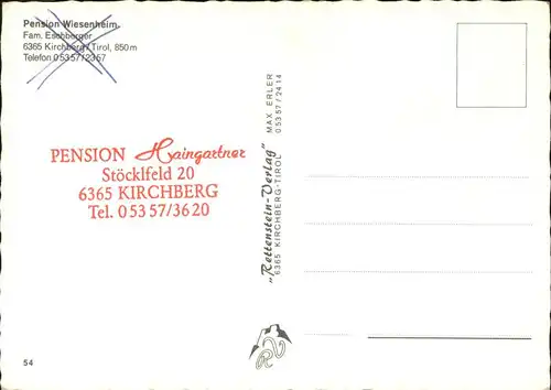Kirchberg Tirol Pension Wiesenheim Wappen Kat. Kirchberg in Tirol
