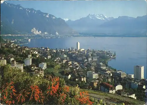 Montreux VD Lac Leman et les Dents du Midi / Montreux /Bz. Vevey