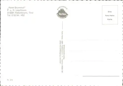 Fieberbrunn Tirol Hotel Brunnhof Wintersportplatz Kat. Fieberbrunn