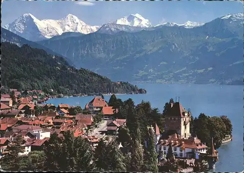 Oberhofen Thunersee Panorama mit Eiger Moench und Jungfrau Berner Alpen Kat. Oberhofen Thunersee