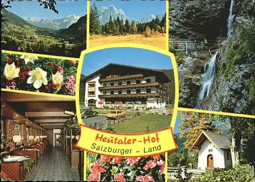 Unken Gasthof Pension Heutaler Hof Alpenblumen Wasserfall Kapelle Alpenpanorama Kat. Unken