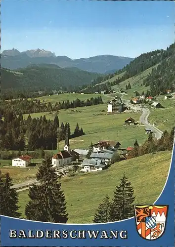 Balderschwang Panorama mit Altmann und Saentis Appenzeller Alpen Wappen Kat. Balderschwang