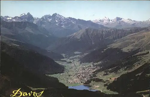 Davos GR Panorama mit Piz Platta Tinzenhorn Piz Michel Piz Timun Albula Alpen Kat. Davos