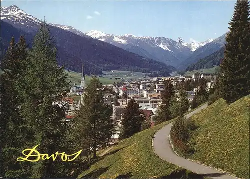 Davos GR Blick von der hohen Promenade gegen das Tinzenhorn Albula Alpen Kat. Davos