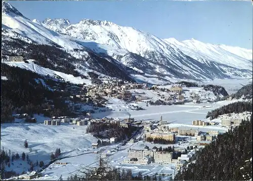 St Moritz GR Panorama im Winter Bad und Dorf Kat. St Moritz