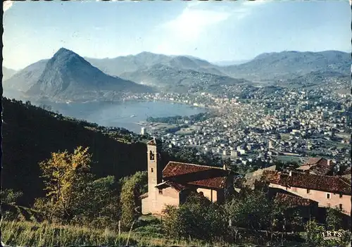 Lugano TI Panorama del Golfo di Lugano Vista da Cureggia Kat. Lugano