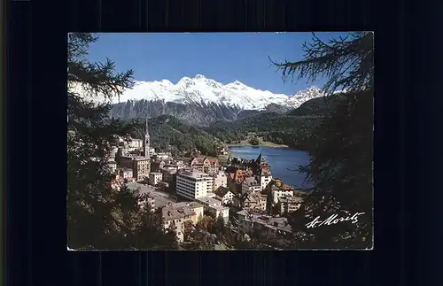 St Moritz GR Panorama mit Alpenblick Moritzersee Kat. St Moritz