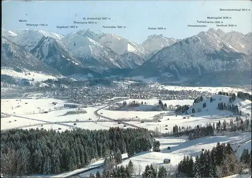 Oberstdorf Panorama mit Allgaeuer Alpen Wintersportplatz Kat. Oberstdorf