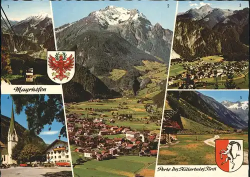 Mayrhofen Zillertal Penkenbahn Gruenberg Ahornspitze Kirche Brunnen Stillupp Wappen Kat. Mayrhofen