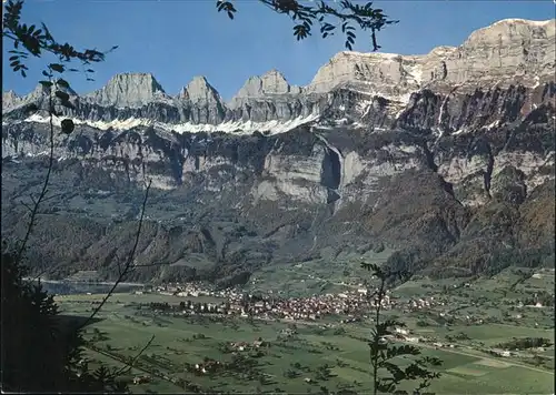 Walenstadt Panorama mit Churfirsten Appenzeller Alpen Kat. Walenstadt