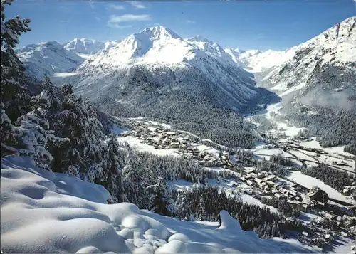 Pontresina mit Piz Palu und Roseggruppe Wintersportplatz Kat. Pontresina