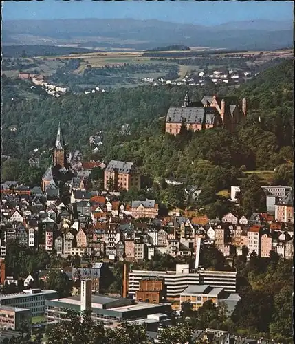 Marburg Lahn Teilansicht mit Kirche und Schloss Kat. Marburg