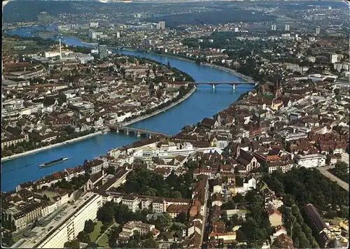 Basel BS Fliegeraufnahme Rhein Bruecke Kat. Basel