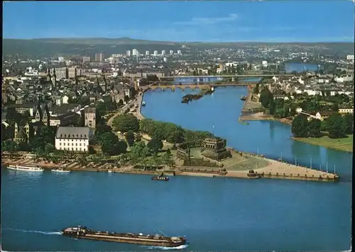 Koblenz Coblenz Deutsches Eck Denkmal Kaiser Wilhelm Rhein Mosel Bruecke Binnenschifffahrt Kat. Koblenz