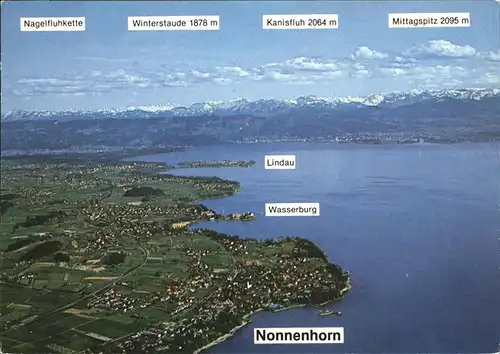 Nonnenhorn Fliegeraufnahme Bodensee Wasserburg Lindau Alpenpanorama Kat. Nonnenhorn
