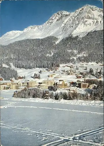 Lenzerheide Albula Teilansicht mit Weisshorn Parpaner Rothorn Foil Cotschen Wintersportplatz Kat. Lenzerheide