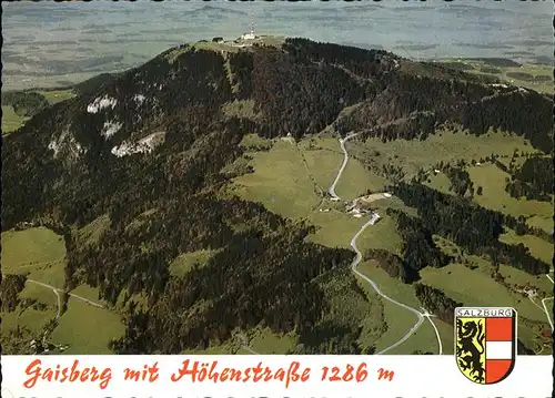 Gaisberg Gaisbergspitze mit Sendeanlage Aussichtsberg Hoehenstrasse Fliegeraufnahme Wappen Kat. Salzburg