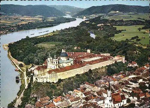 Melk Donau Benediktinerstift Erbauer Jakob Prandtauer Barockstil Fliegeraufnahme Kat. Melk