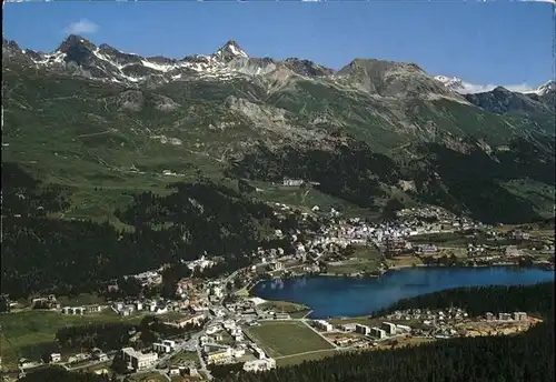 St Moritz GR Bad und Dorf Moritzersee Alpenpanorama Kat. St Moritz