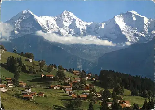 Waldegg Interlaken Panorama mit Eiger Moench und Jungfrau Berner Alpen Kat. Waldegg