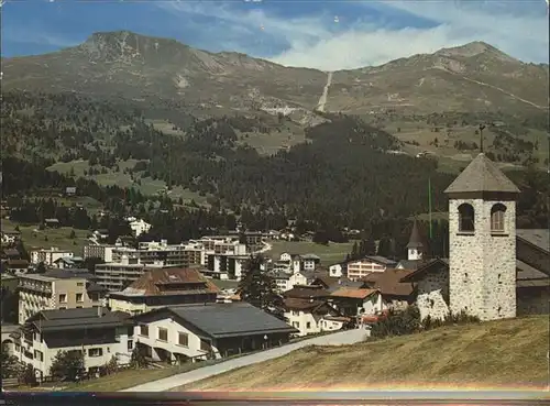 Lenzerheide Albula Ortsansicht mit Piz Danis und Staetzerhorn Kat. Lenzerheide