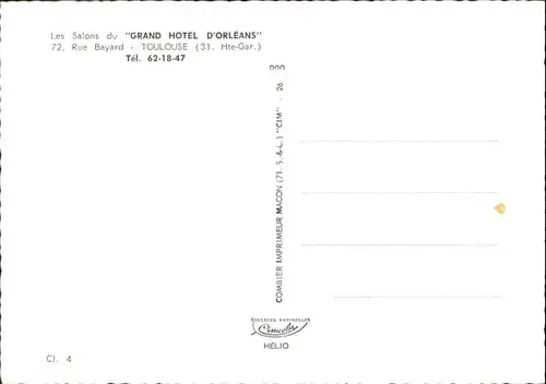 Toulouse Haute-Garonne Grand Hotel D'Orleans / Toulouse /Arrond. de Toulouse