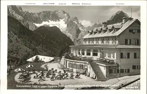 Kreuzeckhaus mit Alpenpanorama Kat. Garmisch Partenkirchen