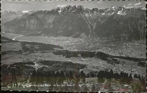Innsbruck Tirol Panorama mit Alpenblick und Patscherkofelbahn Kat. Innsbruck