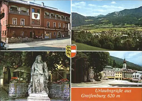 Greifenburg Gasthof Hotel Rossmann Panorama Statue Kat. Greifenburg