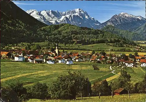 Ohlstadt mit Zugspitzgruppe und Kramer Kat. Ohlstadt