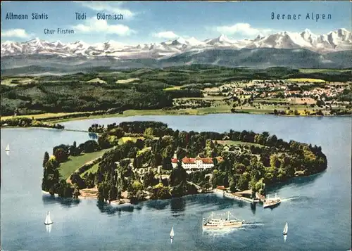 Insel Mainau Fliegeraufnahme mit Alpenpanorama Kat. Konstanz