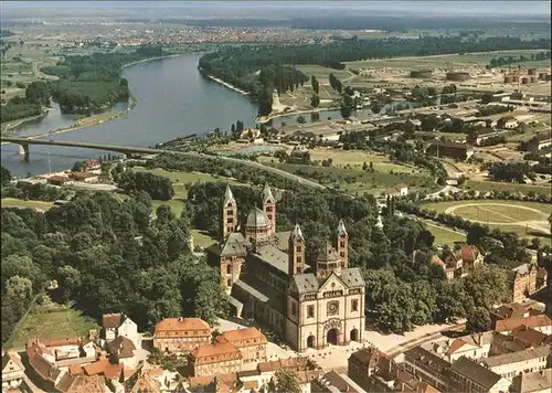Speyer Rhein Panorama mit Dom Fliegeraufnahme Kat. Speyer