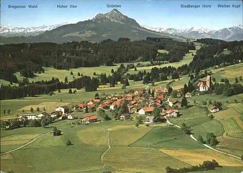 Mittelberg Guenzach Fliegeraufnahme mit Gruenten Allgaeuer und Vorarlberger Alpen Kat. Guenzach