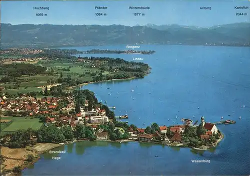 Wasserburg Bodensee Fliegeraufnahme mit Blick auf Lindau und Bregenzerwald Kat. Wasserburg (Bodensee)