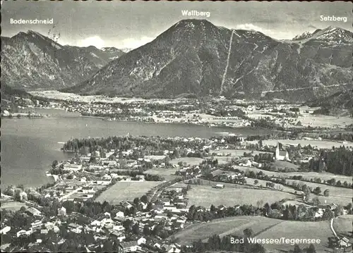 Bad Wiessee Panorama am Tegernsee mit Bodenschneid Wallberg Setzberg Fliegeraufnahme Kat. Bad Wiessee