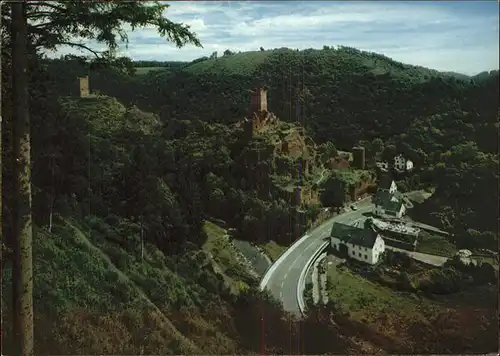 Manderscheid Eifel Blick zur Nieder und Oberburg Kat. Manderscheid