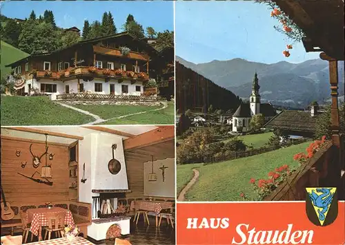 Oberau Tirol Haus Stauden Gastraum Kirche Kat. Wildschoenau