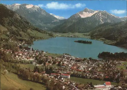 Schliersee mit Brecherspitz und Jaegerkamp Fliegeraufnahme Kat. Schliersee