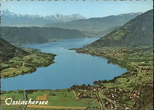 Ossiachersee Panorama mit Steindorf Stiegl Bodensdorf und Ossiach Fliegeraufnahme Kat. Ossiach