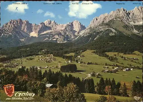 Going Wilden Kaiser Tirol Gesamtansicht mit Alpenpanorama Kat. Going am Wilden Kaiser