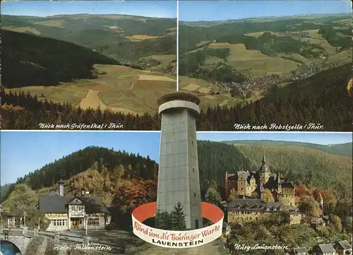 Lauenstein Erzgebirge Aussichtsturm Thueringer Warte Hotel Falkenstein Burg Lauenstein Graefenthal Kat. Geising