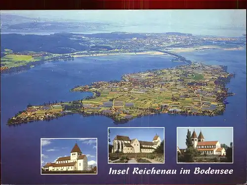 Insel Reichenau am Bodensee mit Alpenpanorama Kat. Reichenau