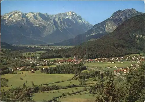 Oberau Loisach Ortsblick mit Alpenpanorama Kat. Oberau