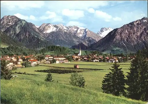 Oberstdorf Ortsblick mit Alpenpanorama Kat. Oberstdorf