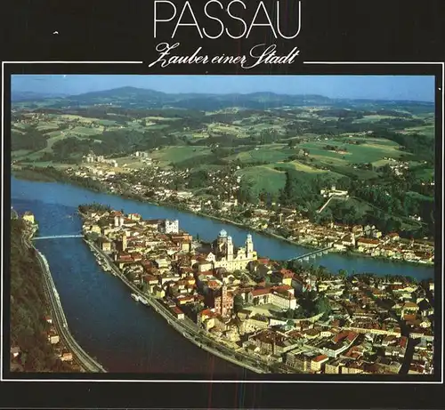 Passau Fliegeraufnahme Altstadt zwischen Donau und Inn Kat. Passau