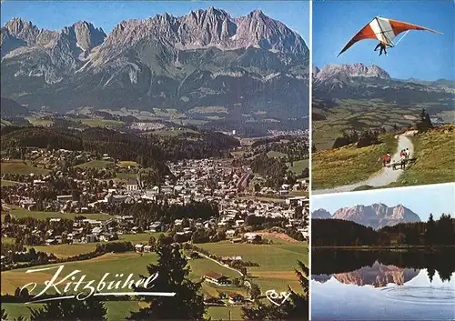 Kitzbuehel Tirol Panorama mit Alpen Drachenflieger Schwarzsee Kat. Kitzbuehel