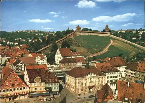 Esslingen Neckar Blick zur Burg Fliegeraufnahme Kat. Esslingen am Neckar